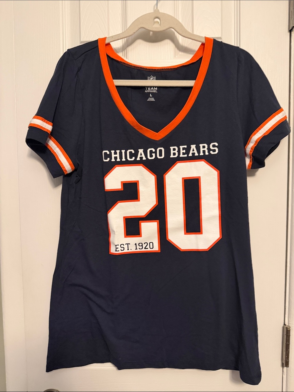 Chicago Bears Navy V-Neck Jersey Tee with Orange Trim
